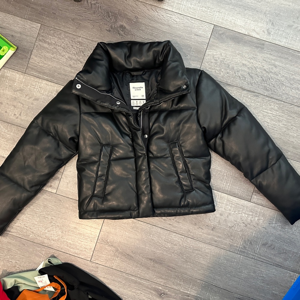 Abercrombie Leather Puffer Bomber (Faux)